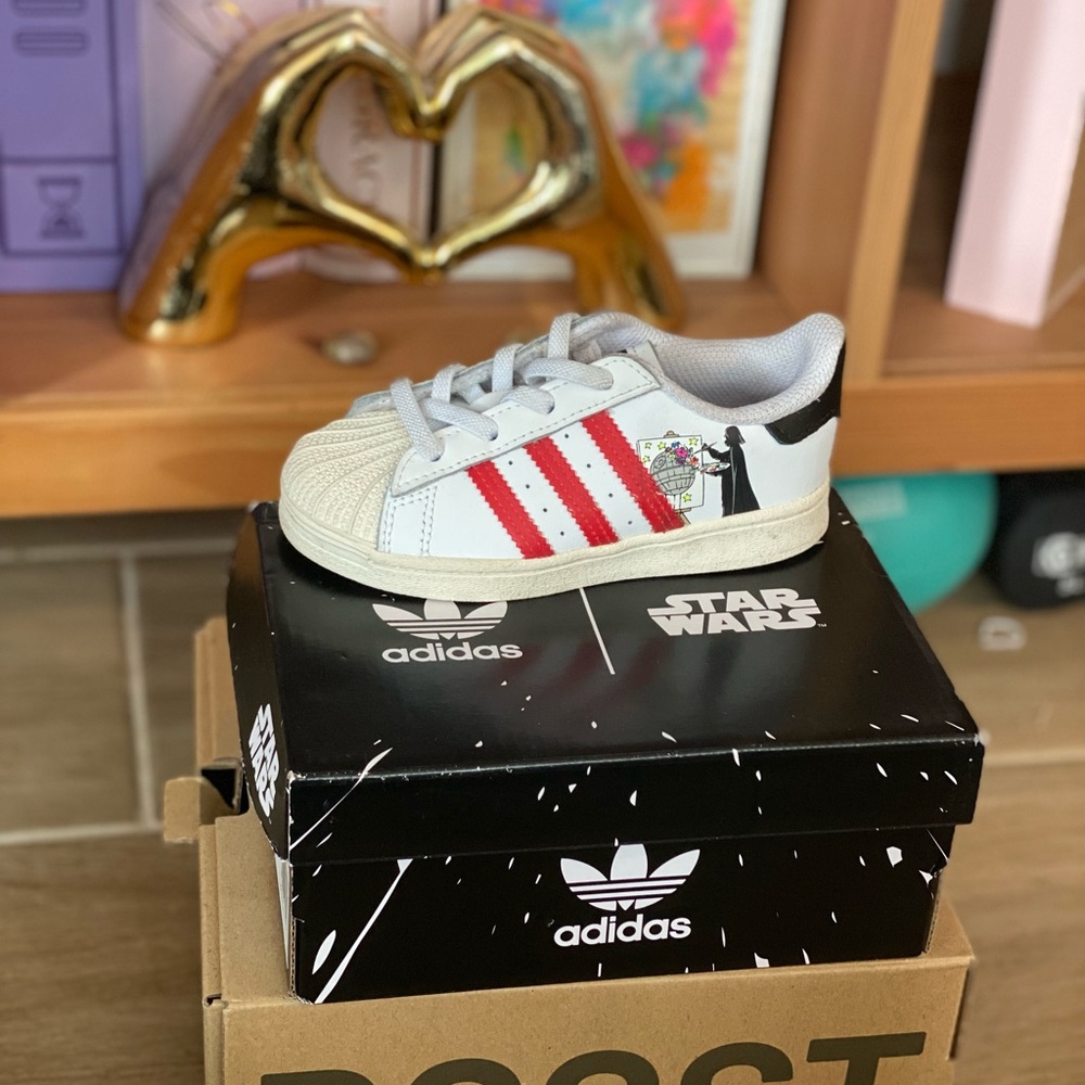 Adidas Kids Star Wars Sneakers - White, Red, and Black